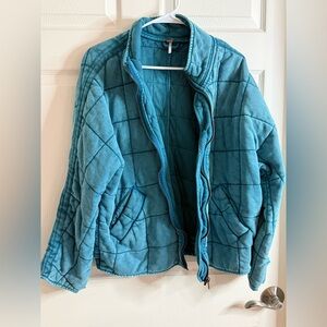 Free People teal Dolman Quilted Knit Jacket